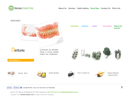 Menzies Dental Clinic Website Design